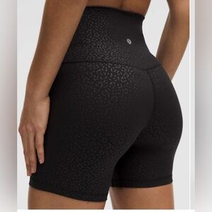 lululemon athletica Black High-Rise Shorts-Leopard Daisy Emboss Black